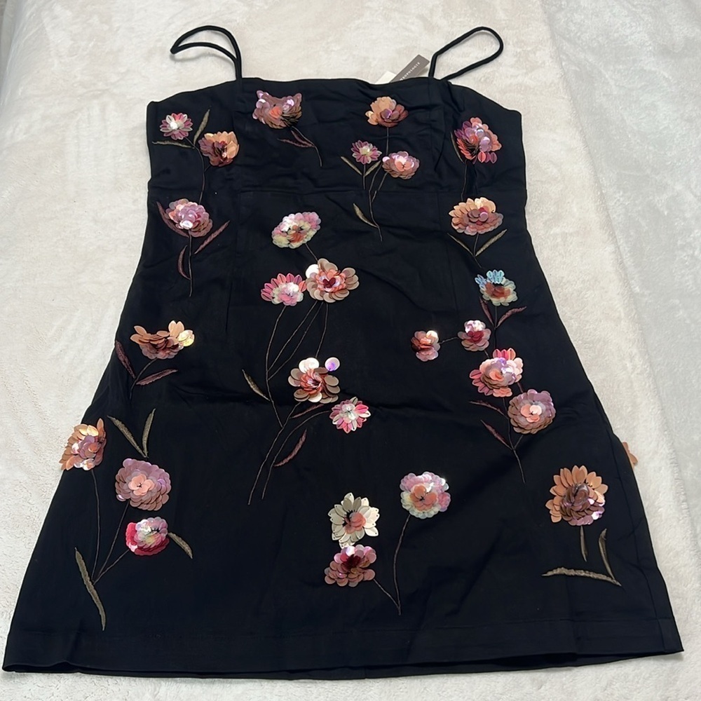 Maeve by Anthropologie 3D Floral Spaghetti Mini Dress NWT — Sz 10 - Picture 5 of 9